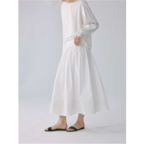 SOFTSELF慵懒春雾春季新款立体褶裥花苞宽松A版半裙质感女