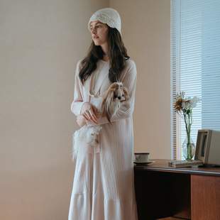 softself 设计感毛衣女秋冬慵懒风羊绒过膝长款针织开衫外套宽松