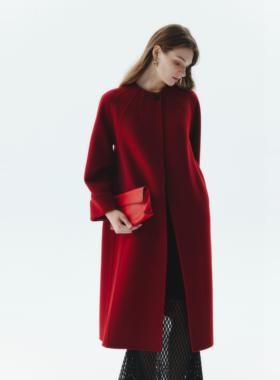 SoftSelf·和煦之墨经典设计感一粒扣圆领羊绒大衣女冬新款