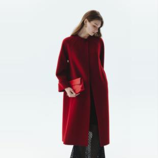 SoftSelf·和煦之墨经典 设计感一粒扣圆领羊绒大衣女冬新款