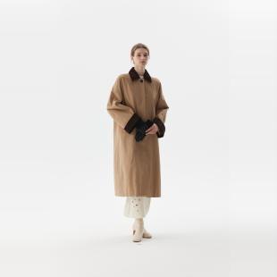 SoftSelf·和煦之墨复古撞色宽松显瘦气质外套24冬新款 加棉风衣