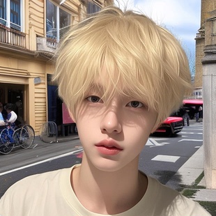 男生假发微分碎盖白金色男短发仿真发cos自然蓬松男式日常全头套