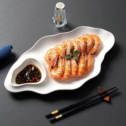 饺子盘陶瓷白灼虾格盘酒店家用