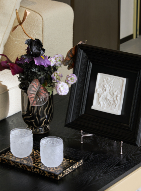 复古风边几黑色陶瓷花瓶咖啡摩卡壶老钱风家具摆件软装高级感小众