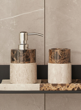 集设高档星级酒店民宿客房浴室洗漱台大理石乳液瓶托盘香薰组合套