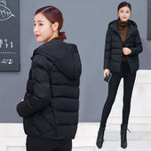 反季 大码 韩版 新款 宽松显瘦百搭连帽羽绒棉衣短款 外套面包服棉服女