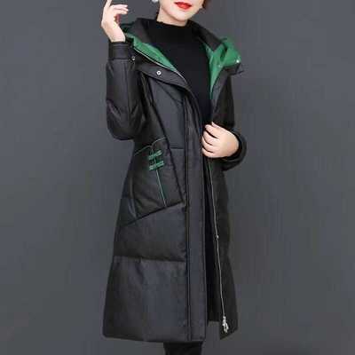 加厚海宁真皮中长款保暖连帽外套