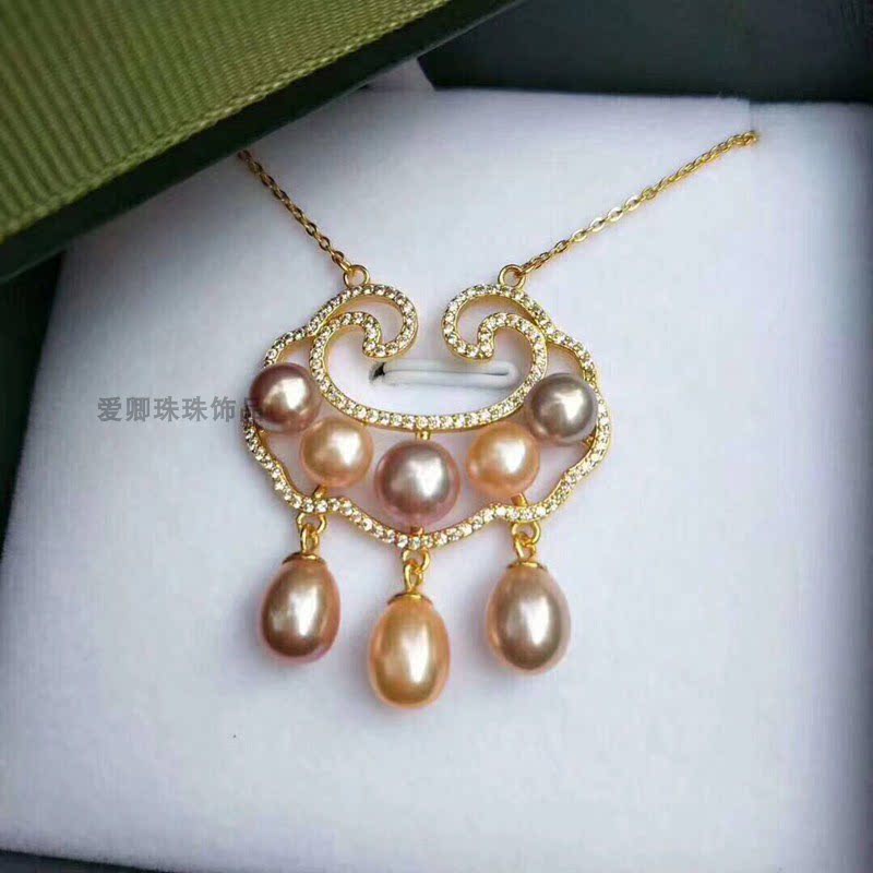 DIY珍珠配件 S925纯银镀金成人儿童锁骨套链女韩版平安长命锁搭配