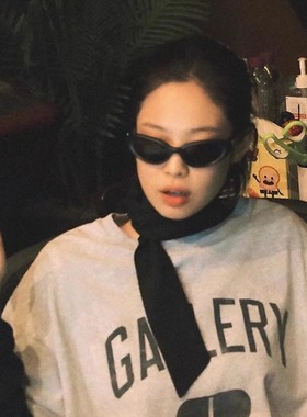 jennie同款墨镜椭圆猫眼欧美磨砂y2k运动骑行防紫外线太阳镜女潮