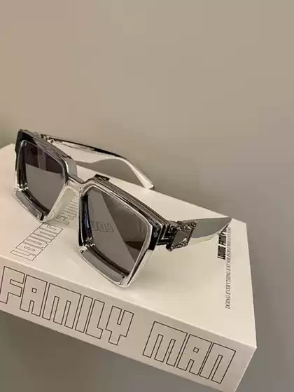 ins Trendy Square Frame Sunglasses for Men, Celebrity Style Sunglasses, European and American Fashion Retro Hip-Hop Street Style Glasses for Women