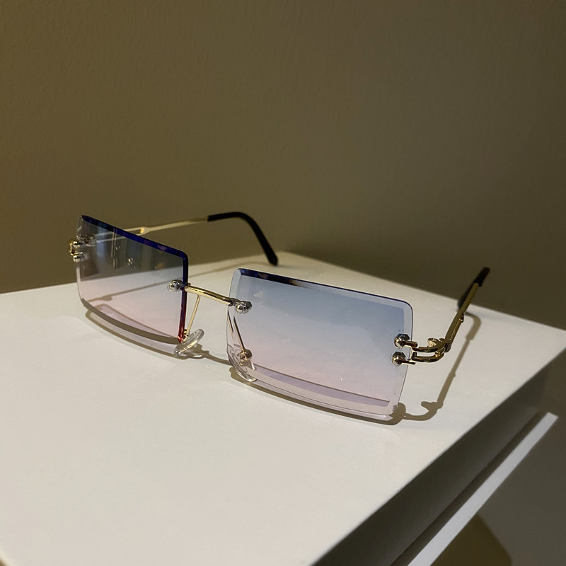 韩版方形前卫个性小框太阳眼镜女渐变色无框超酷网红墨镜新款潮男