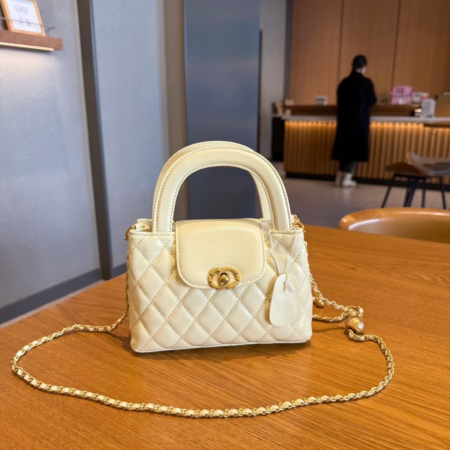 小香风23k菱格手提包包女复古时髦迷你Kelly凯莉包单肩斜挎链条包