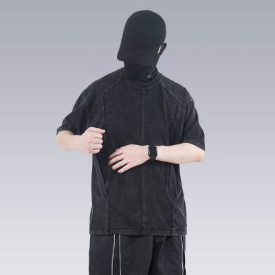 夏季砂洗水洗短袖五分袖口袋机能