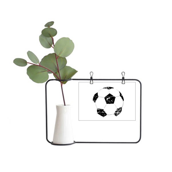 简易黑色足球印花纹样金属相框陶瓷花瓶装饰