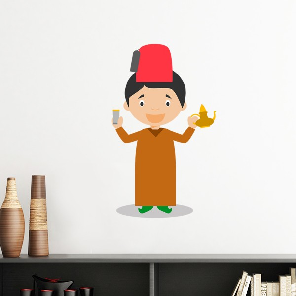 红色帽子摩洛哥卡通人物墙贴壁纸房间贴花