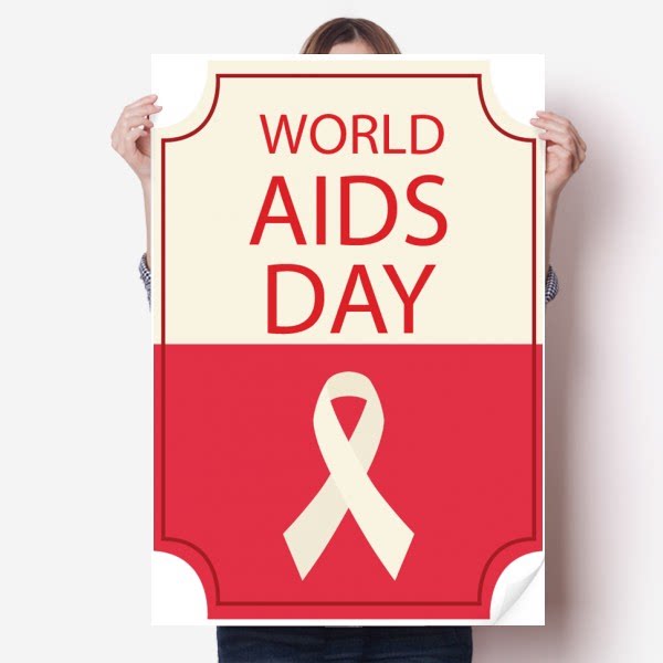 红丝带12月1日艾滋日符号海报贴纸80x55cm墙贴纸卧室家居装饰