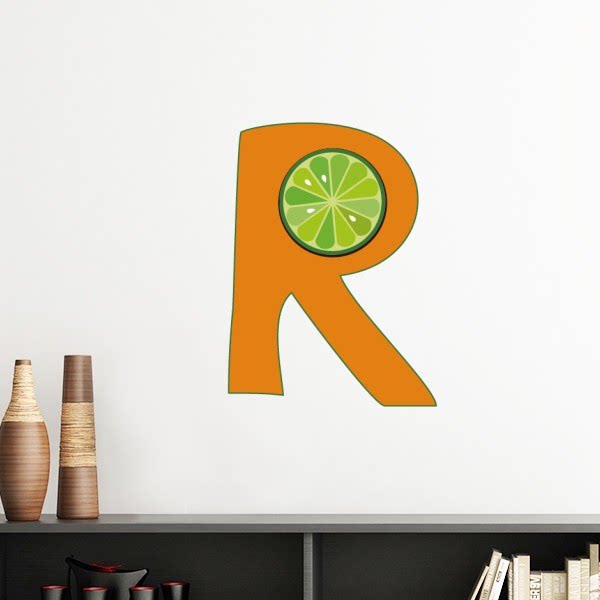 r字母水果有趣可爱插画图案墙贴壁纸房间贴花