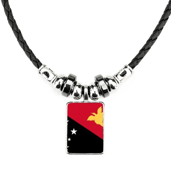 巴布亚新几内亚国旗大洋洲国家象征符号图案手工皮绳项链吊坠饰品