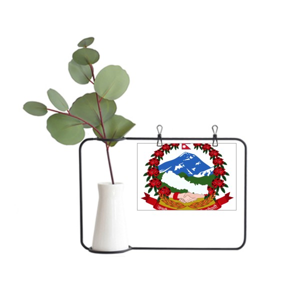 尼泊尔亚洲国徽金属相框陶瓷花瓶装饰