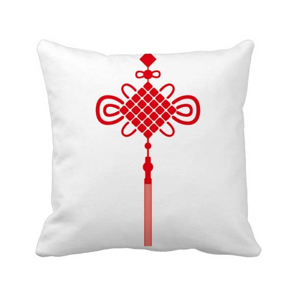 红色中国结平安图案方形抱枕靠枕沙发靠垫双面含芯礼物