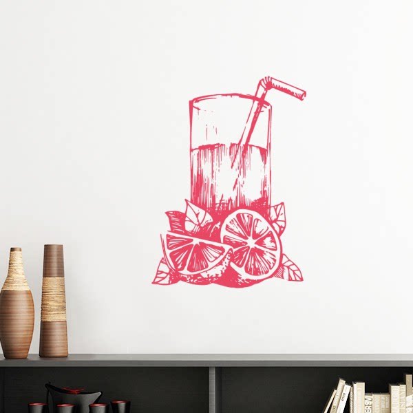 果汁柠檬插画纹样墙贴壁纸房间贴花