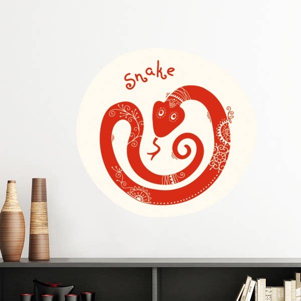 巳蛇年十二生肖红色墙贴壁纸房间贴花