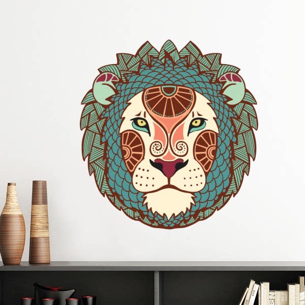 狮子座星座标志插画图案墙贴壁纸房间贴花