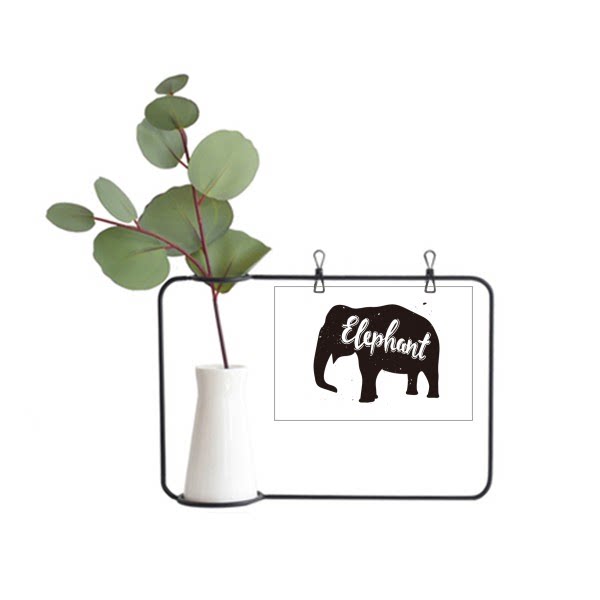 大象黑白剪影动物金属相框陶瓷花瓶装饰