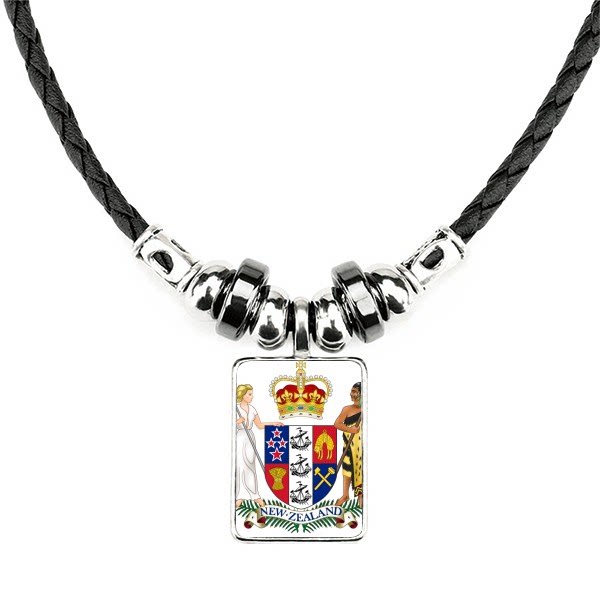 新西兰大洋洲国徽手工皮绳项链吊坠饰品