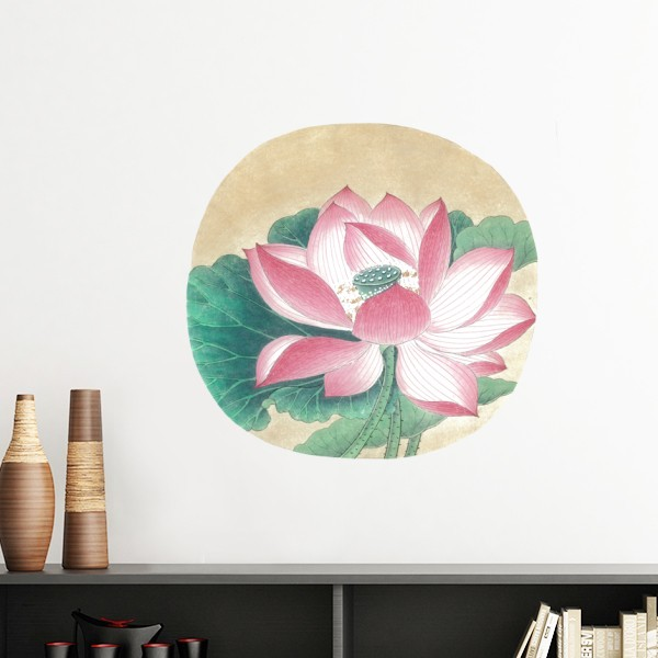 工笔国画出水芙蓉图中国古风墙贴壁纸房间贴花