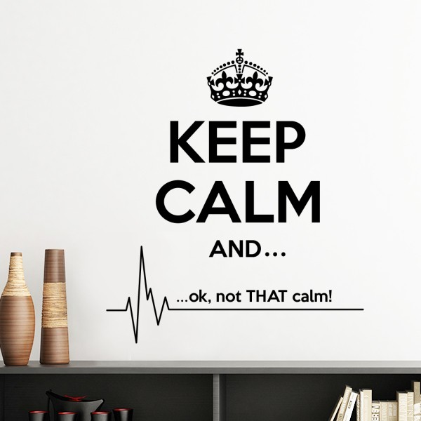 保持冷静黑色皇冠心电图墙贴壁纸房间贴花