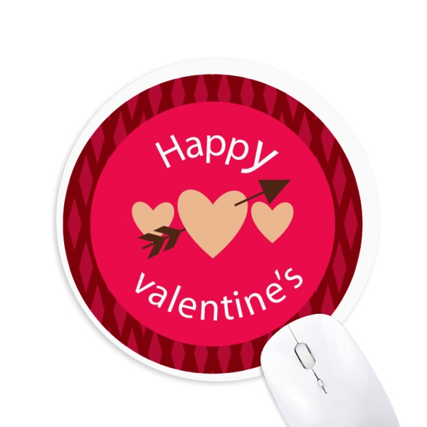 粉色情人节快乐爱心箭圆形游戏办公防滑橡胶鼠标垫礼物