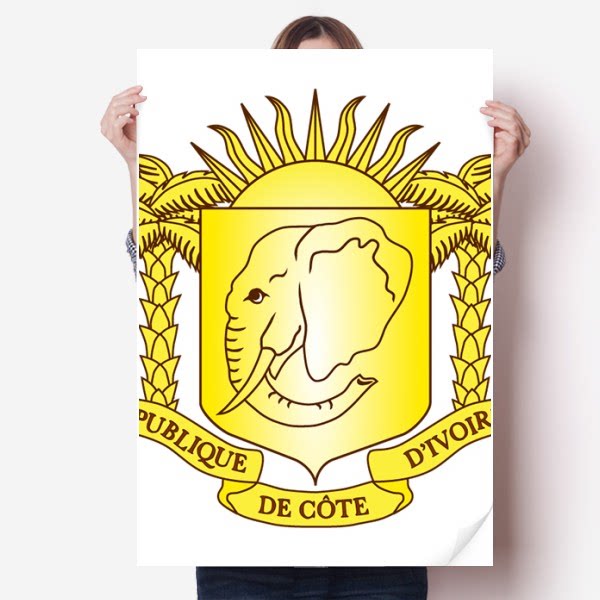 科特迪瓦国徽标志符号图案海报贴纸80x55cm墙贴纸卧室家居装饰