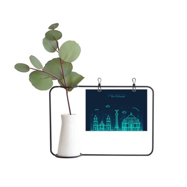 墨西哥国家标志建筑剪影金属相框陶瓷花瓶装饰