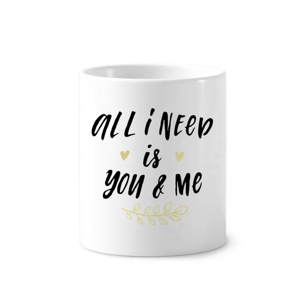 和你在一起英文艺术字陶瓷刷牙杯子笔筒白色马克杯礼物