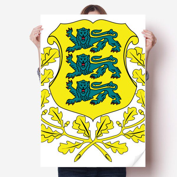 爱沙尼亚国徽标志符号图案海报贴纸80x55cm墙贴纸卧室家居装饰