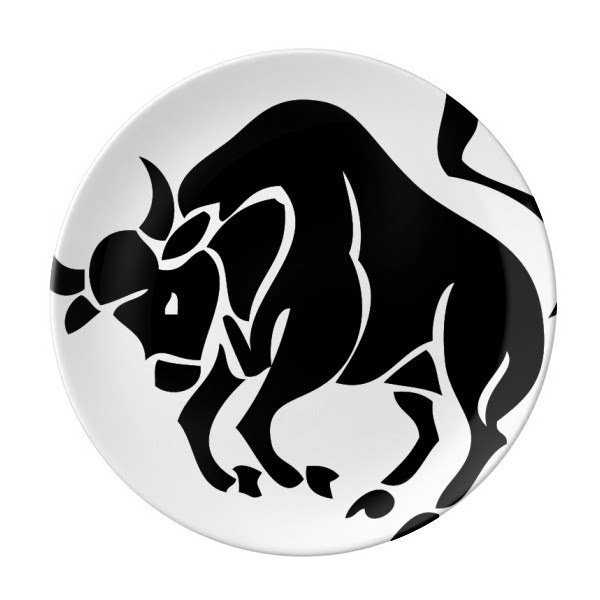 星座金牛座标志剪影插画图案陶瓷餐盘子8寸月光盘餐具家居礼物