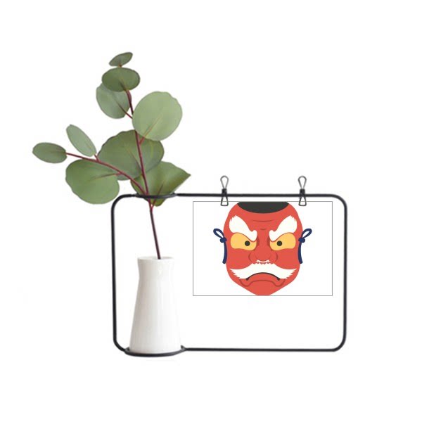 传统日本知名文化幽灵面具金属相框陶瓷花瓶装饰