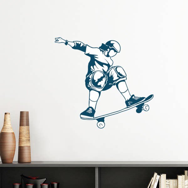 滑板运动彩色插画图案墙贴壁纸房间贴花