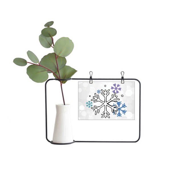 天气冬天雪花插画纹样金属相框陶瓷花瓶装饰