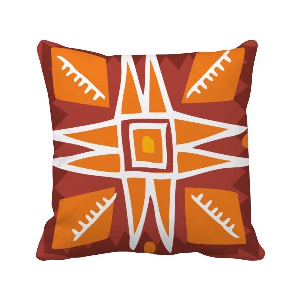 橙色太阳墨西哥玛雅涂鸦方形抱枕靠枕沙发靠垫双面含芯礼物