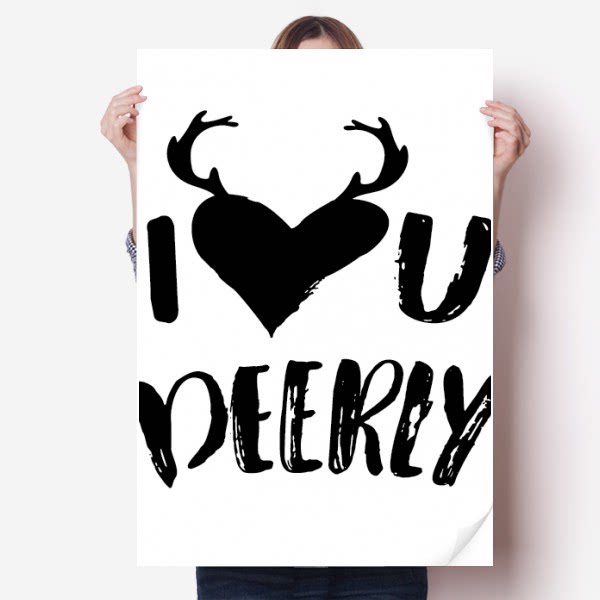 亲爱的爱你呦英文手写海报贴纸80x55cm墙贴纸卧室家居装饰