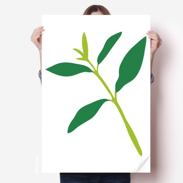 深绿树叶卡通海报贴纸80x55cm墙贴纸卧室家居装饰