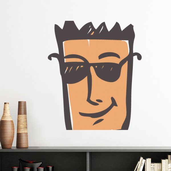 墨镜抽象人脸聊天素描表情包墙贴壁纸房间贴花