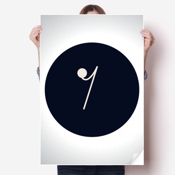 黑白音乐八分休止符海报贴纸80x55cm墙贴纸卧室家居装饰