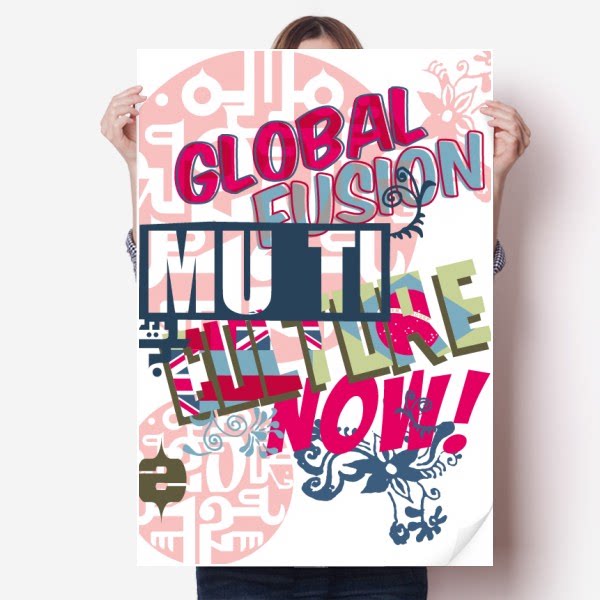 涂鸦街头抽象彩色文字海报贴纸80x55cm墙贴纸卧室家居装饰