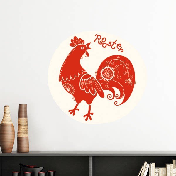 酉鸡年十二生肖红色墙贴壁纸房间贴花