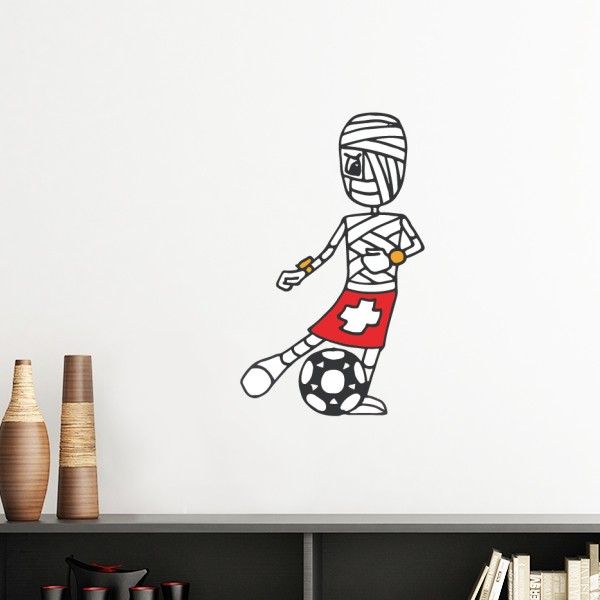 瑞士运球足球运动员卡通木乃伊墙贴壁纸房间贴花