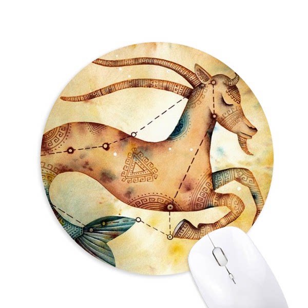 一月十二月摩羯星座图案圆形游戏办公防滑橡胶鼠标垫礼物