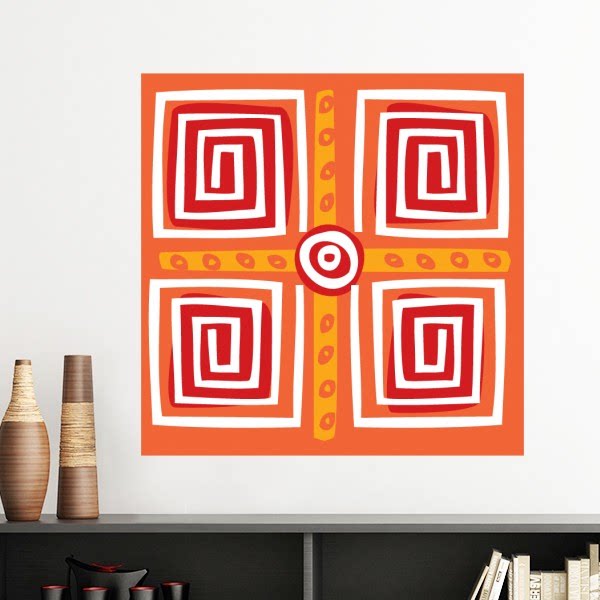 方块螺旋墨西哥图腾手绘墙贴壁纸房间贴花